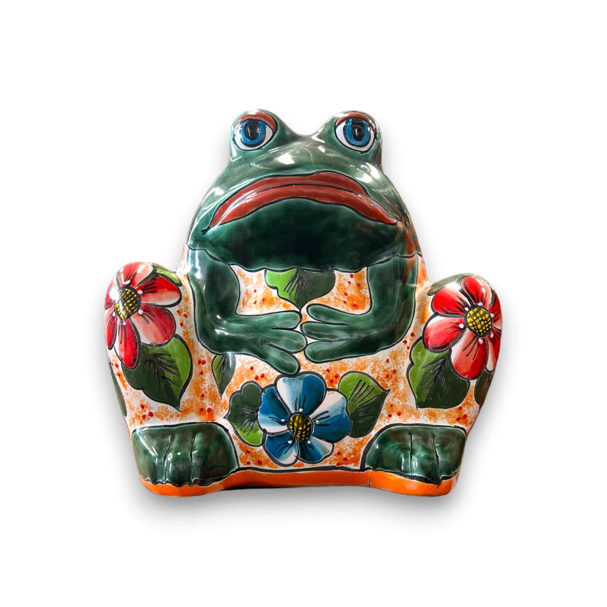Maceta de rana de Talavera | Cerámica mexicana artesanal colorida