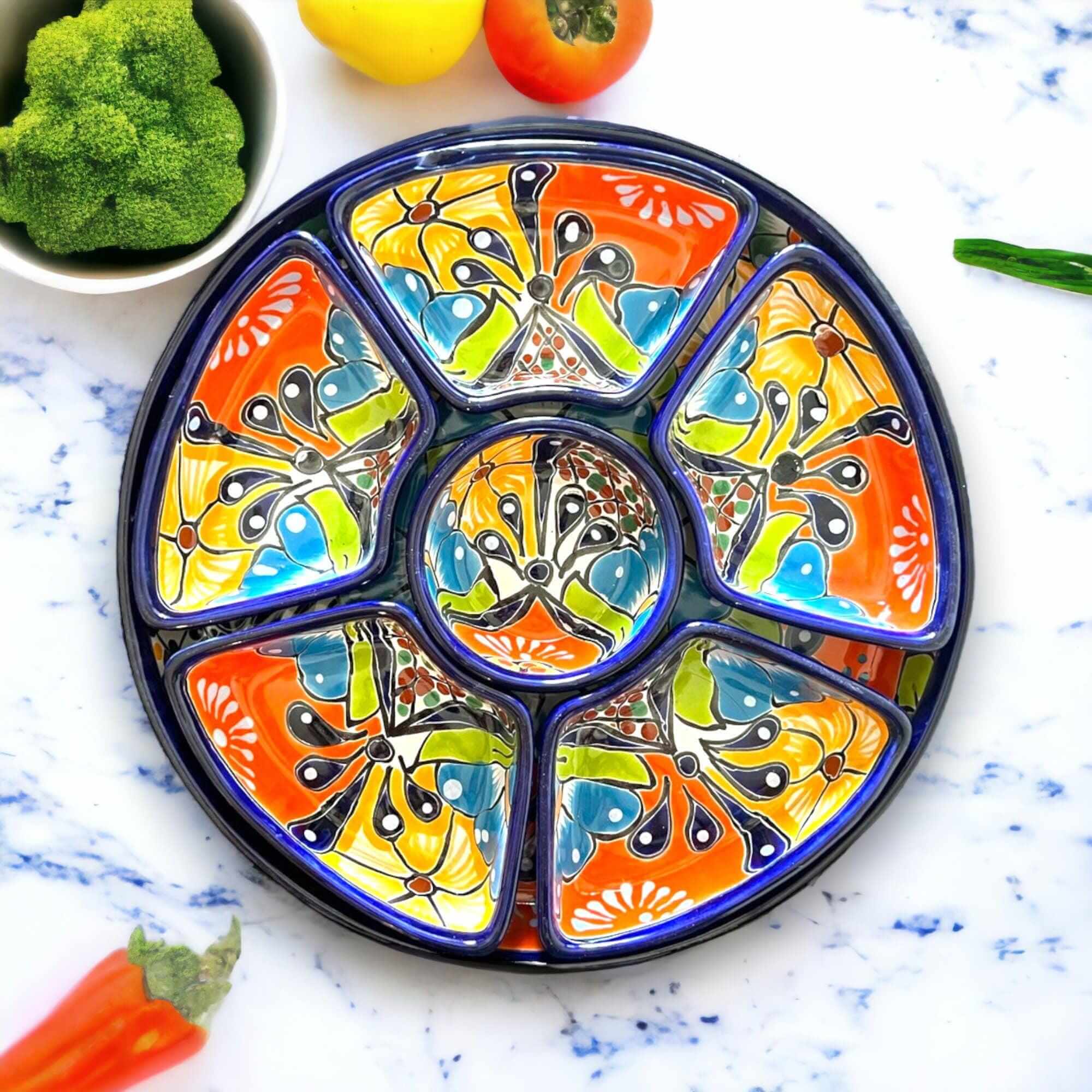 Set de bandejas para aperitivos Talavera | Cerámica mexicana pintada a mano