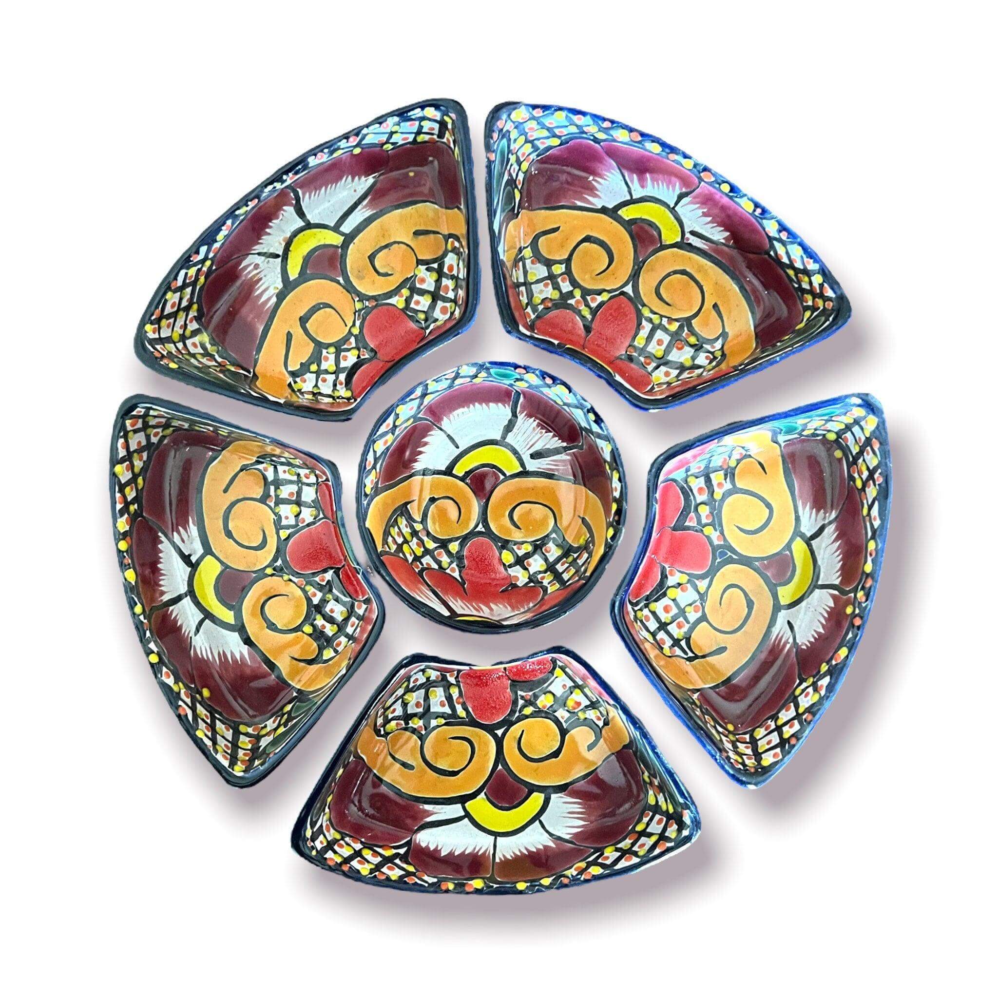 Set de bandejas para aperitivos Talavera | Cerámica mexicana pintada a mano
