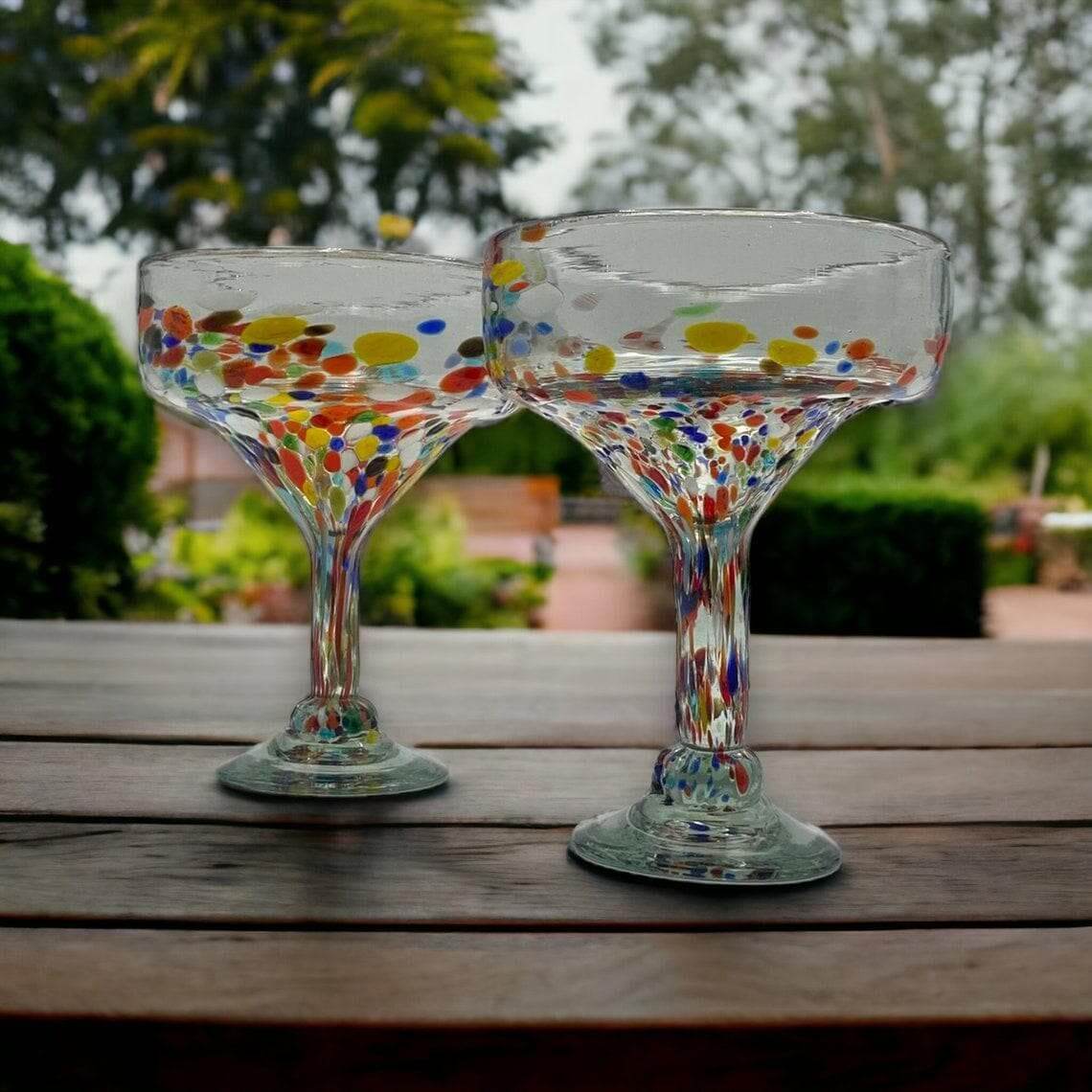 Hand-Blown Mexican Margarita Glass | Confetti Speckle Style