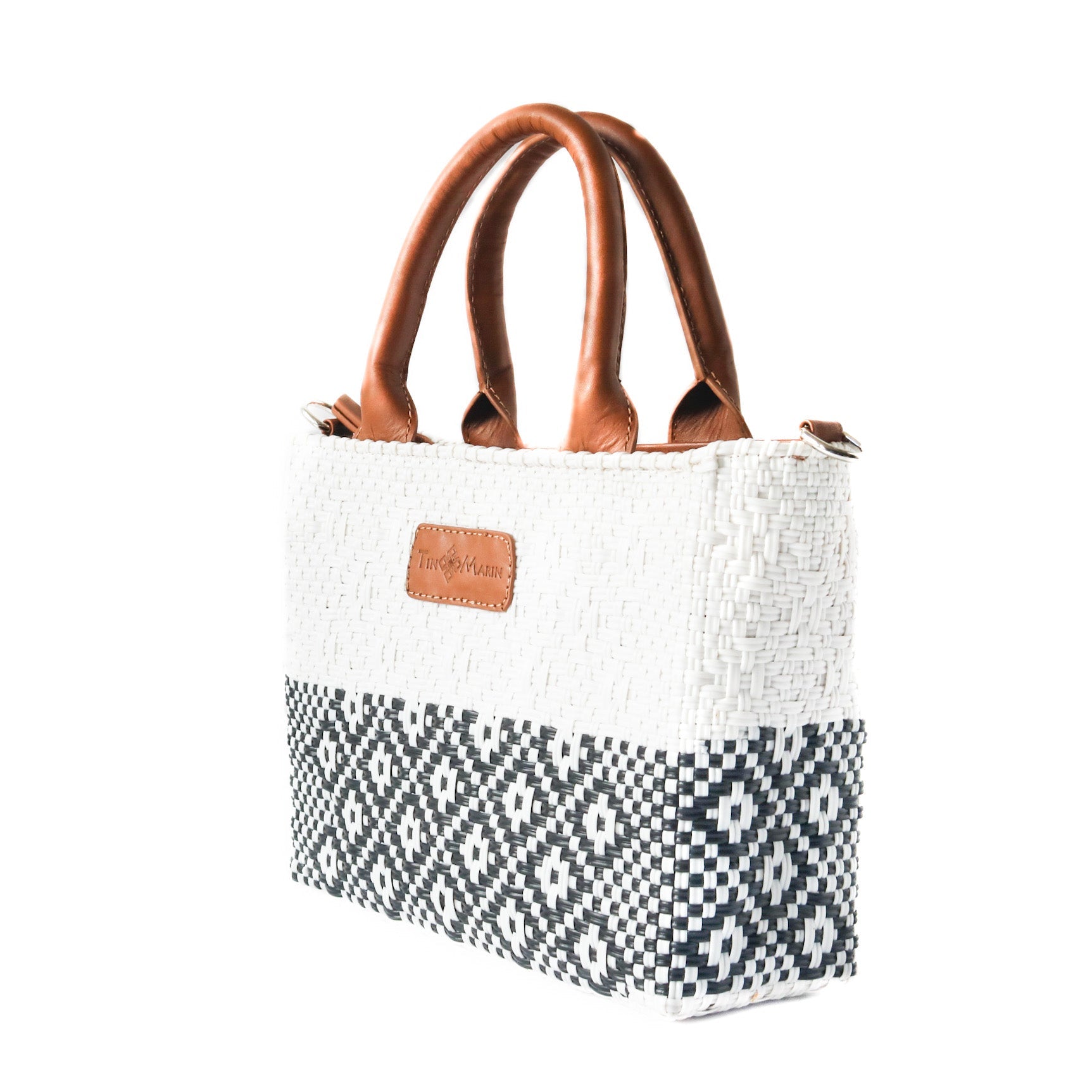 Bolso cruzado pequeño tejido blanco Tin Marin