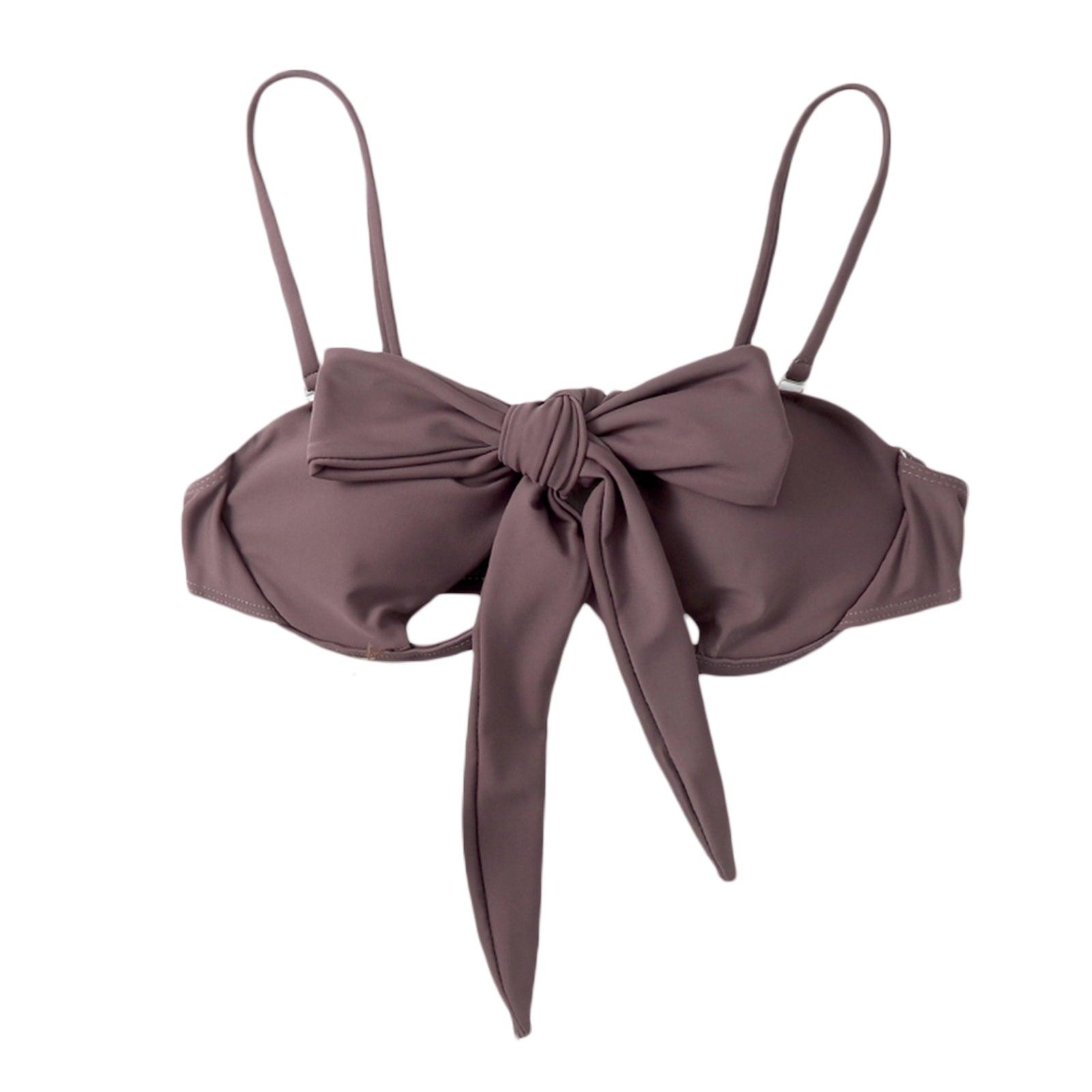 Ladies Summer Solid Color Swimsuit Female Detachable Shoulder Strap Halter Bikini Women's Bikini Swimsuits One Piece Bathing Suits Tie Knot Cutout Swimwear with Crisscross Design