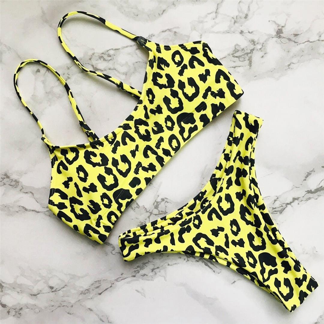 Leopard Bikini Women Swimwear Female Swimsuit Women Two Pieces Scalloped Bikini Set Swimsuits Bathing Suit Two-pieces Bikini Set Bather Bathing Suit