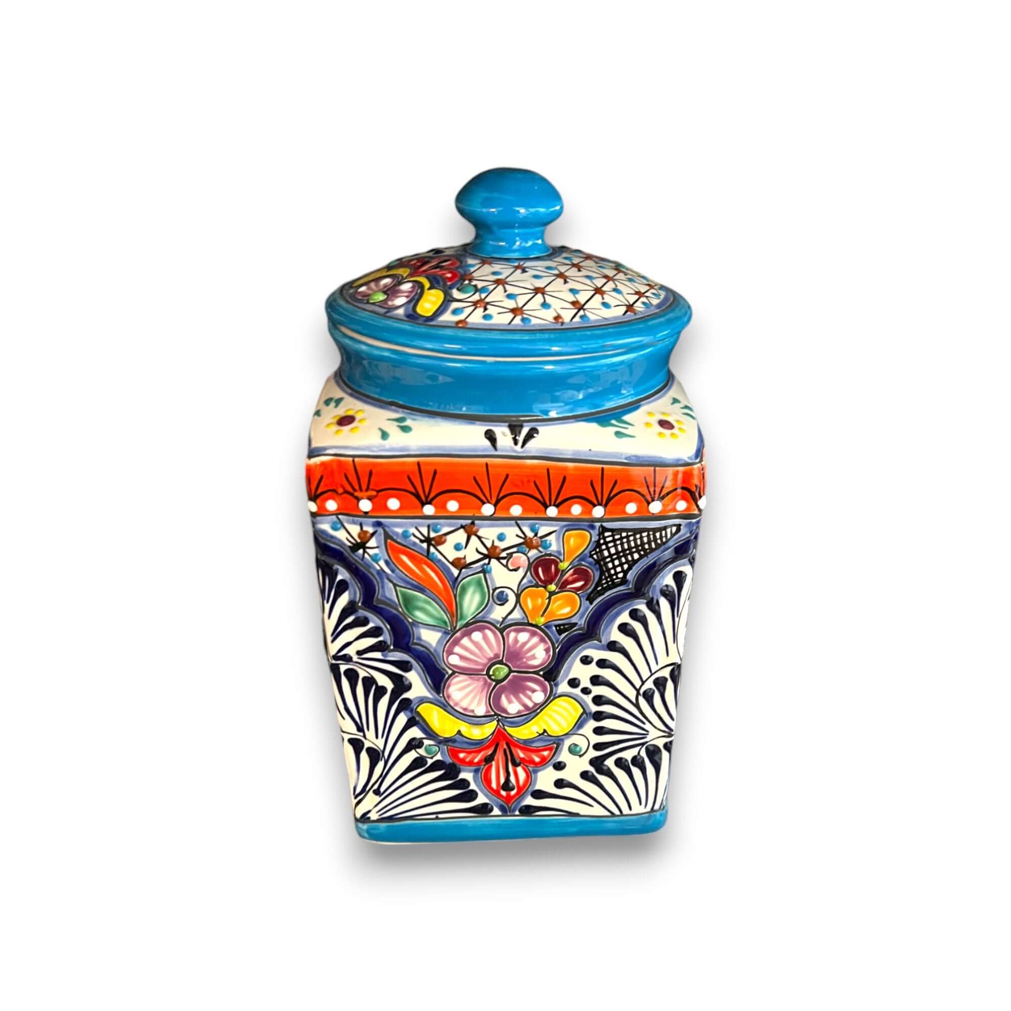 Juego de 3 botes de Talavera azul claro | Cerámica mexicana hecha a mano de Puebla