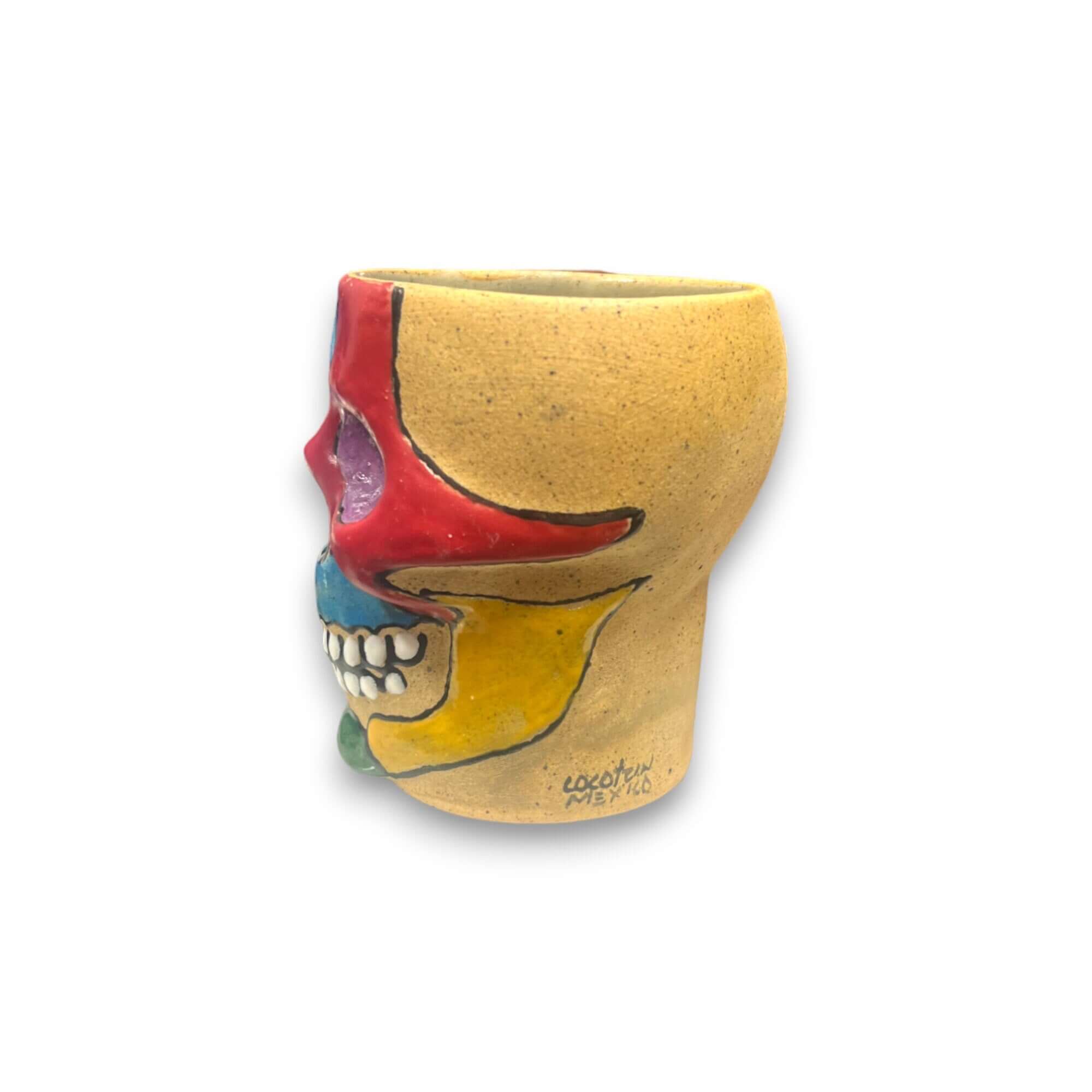 Maceta de calavera artesanal mexicana | Maceta pequeña única para decoración del hogar