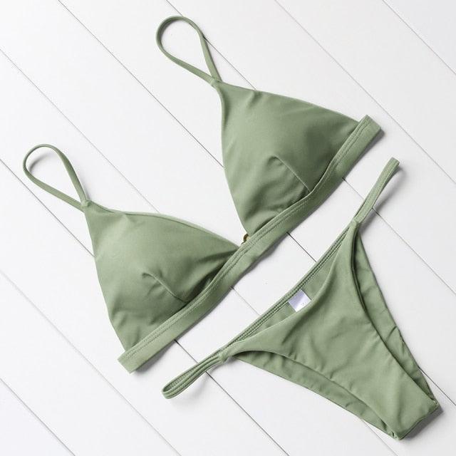 Micro Mini Bikini Swimwear Women Halter Push Up Bikini Set Padded Bra Women's Underwired Triangle Bathing Two Pieces Swimsuit Bikini Set Swimsuit Bandage Swim Suit
