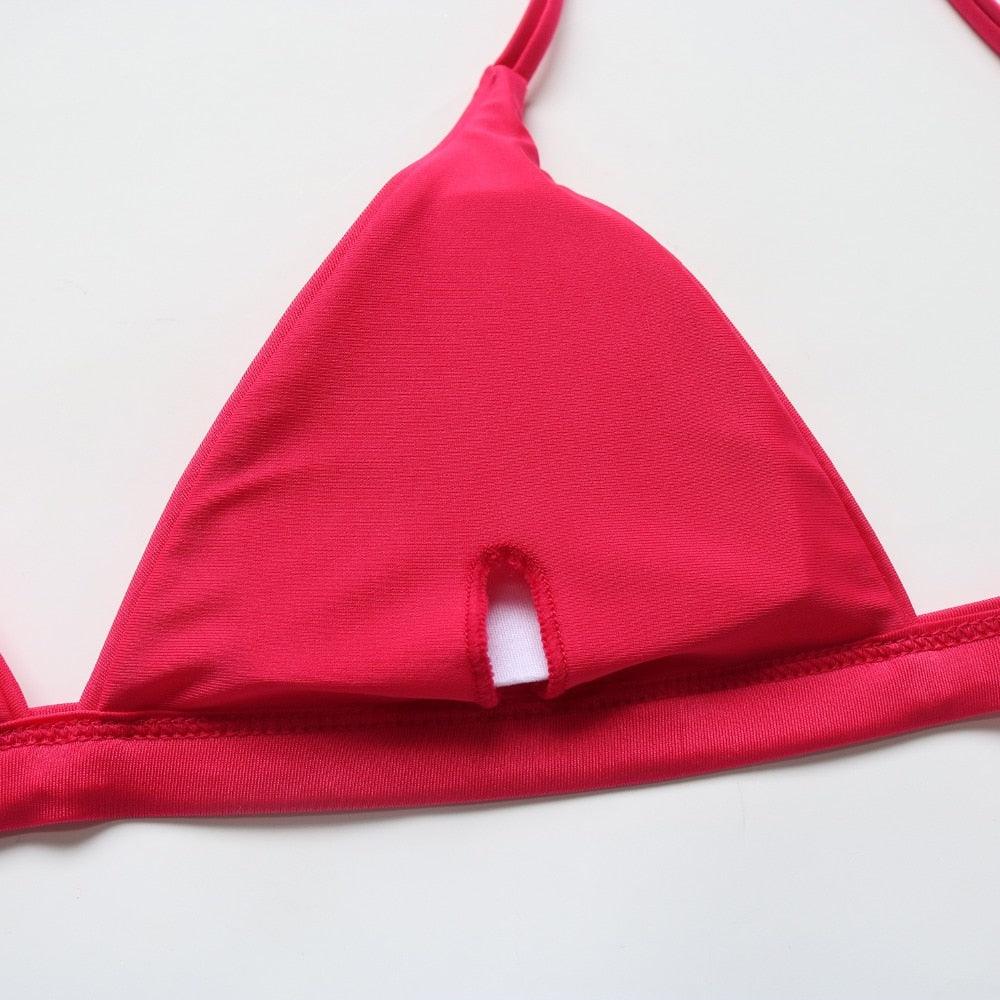 Micro Mini Bikini Swimwear Women Halter Push Up Bikini Set Padded Bra Women's Underwired Triangle Bathing Two Pieces Swimsuit Bikini Set Swimsuit Bandage Swim Suit