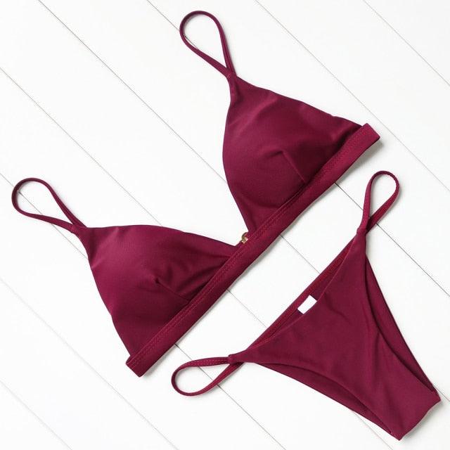Micro Mini Bikini Swimwear Women Halter Push Up Bikini Set Padded Bra Women's Underwired Triangle Bathing Two Pieces Swimsuit Bikini Set Swimsuit Bandage Swim Suit