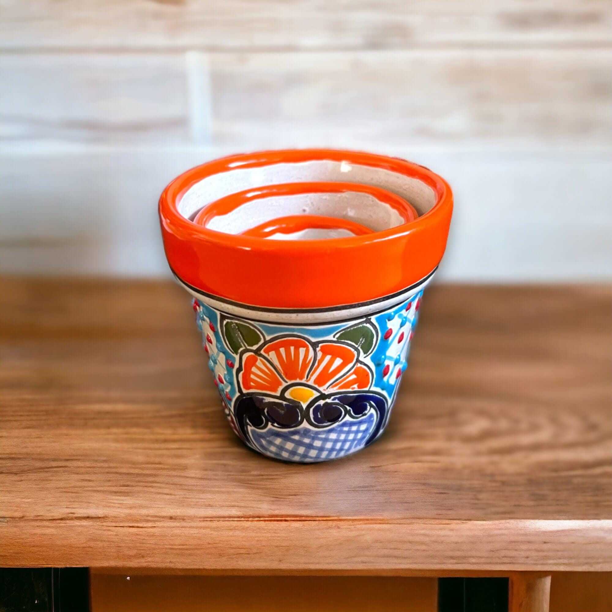 Juego de macetas Mini Talavera | Maceteros mexicanos coloridos (juego de 3)