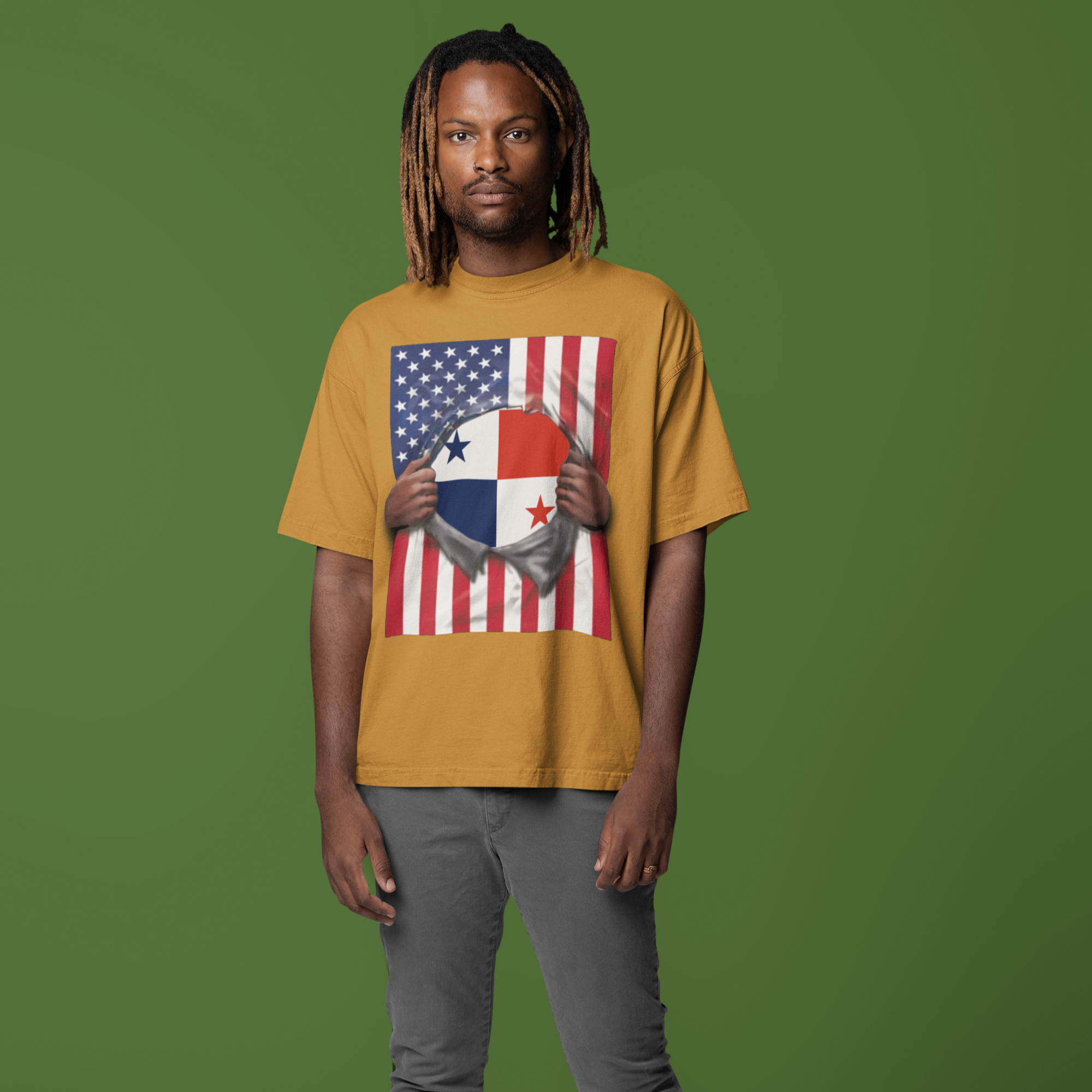 Camiseta Orgullo Bandera de Panamá + Bandera de EE. UU. | Bandera Panameña + Americana Rasgada 4 de Julio | Camisetas Virales Latinas Divertidas | Unisexo - 4 Colores