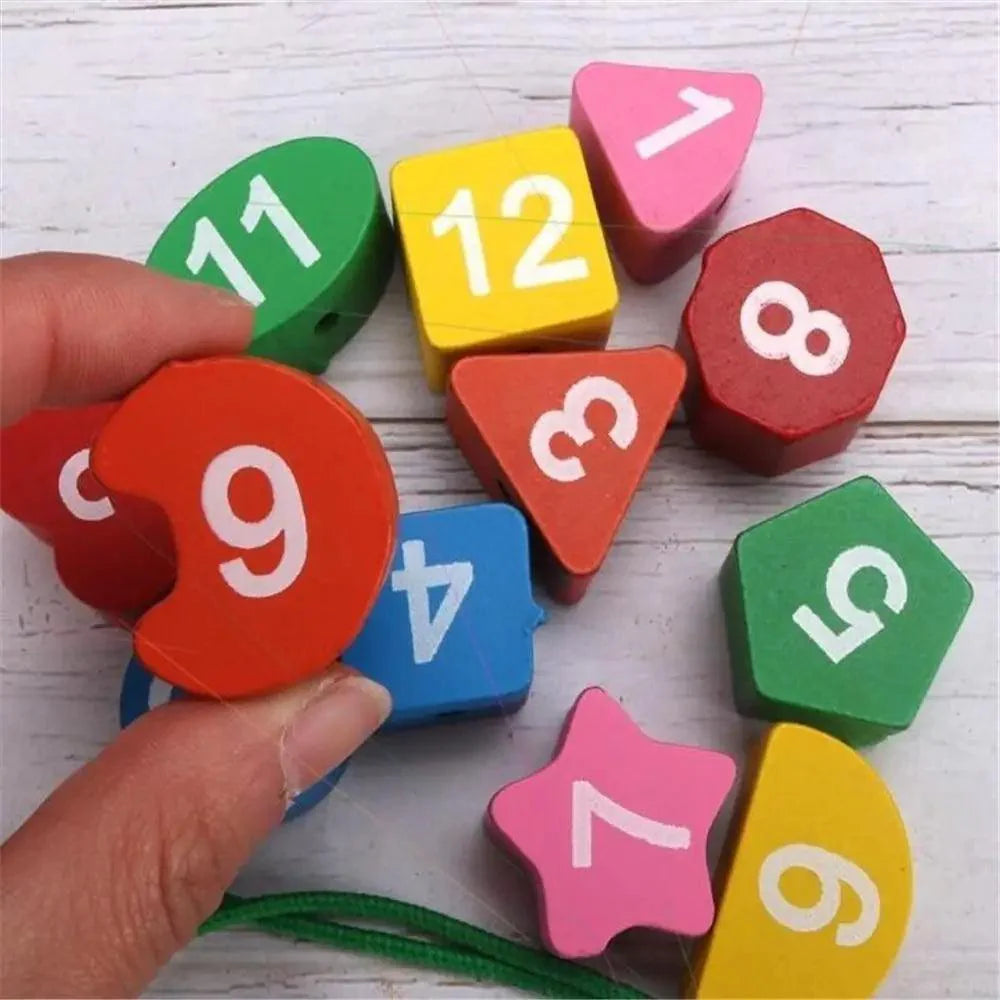 Montessori Cartoon Animal Educational Wooden Beaded Geometry Digital Clock Puzzles Matching Clock Toy For Children