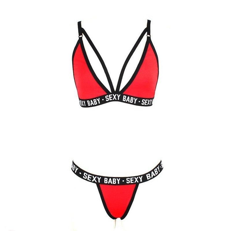 New Letter Three-Point Suit Women's Sports Underwear Set Skinny Backless Underwear Bikini Swimsuit For Women Two Piece Swimwear Bathing Suit Beachwear Set Thong Bikini