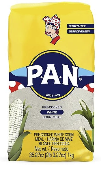 P.A.N. White Corn Meal – Pre-cooked Gluten Free and Kosher Flour for Arepas (2.2 lbs)