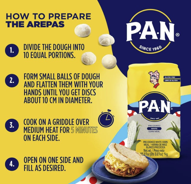 P.A.N. White Corn Meal – Pre-cooked Gluten Free and Kosher Flour for Arepas (2.2 lbs)