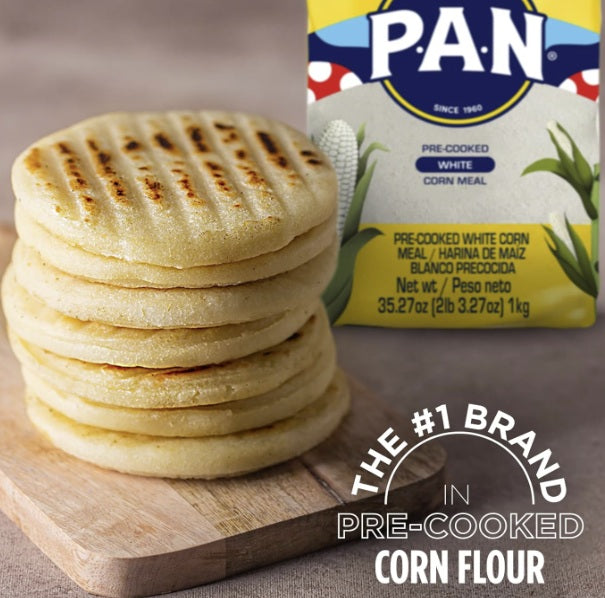 P.A.N. White & Yellow Corn Meal – Pre-cooked Gluten Free and Kosher Flour for Arepas - 2.2 lbs each (Pack of 2)
