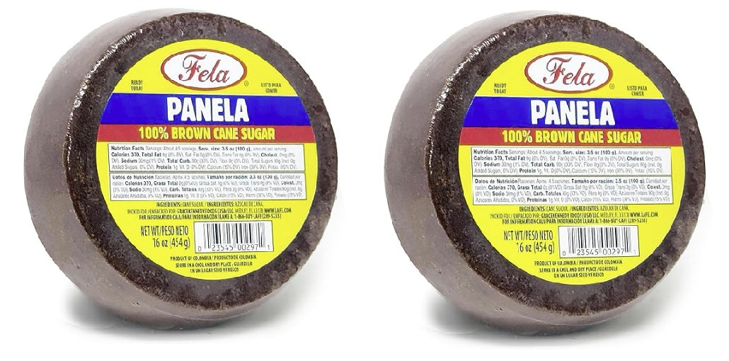 Fela Panela Colombiana Brown Cane Sugar 16oz - Pure Brown Sugar Cane for Traditional Latin Cooking (Pack of 2)