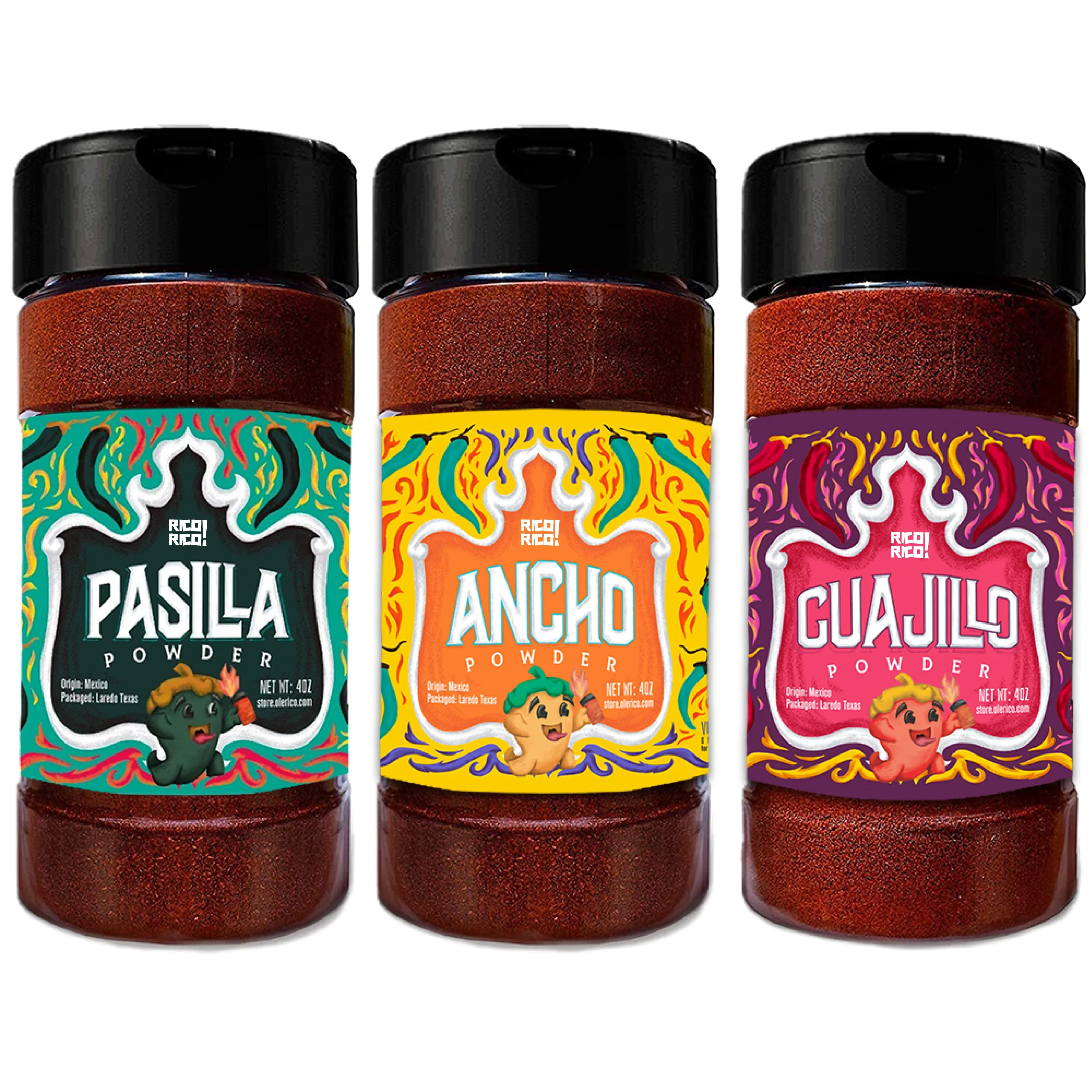 Paquete de 3 Chiles en Polvo - Ancho, Guajillo y Pasilla