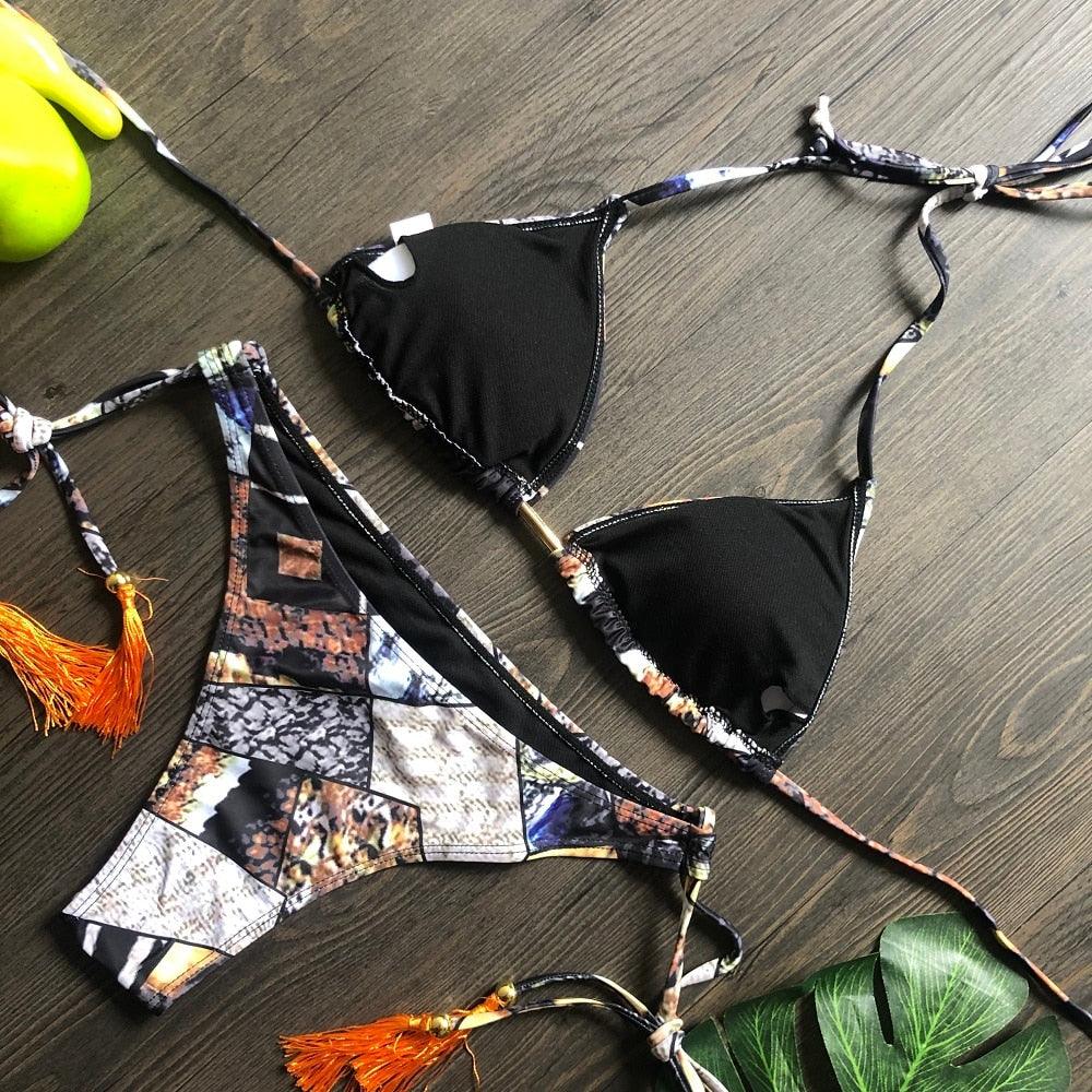Popular Women's Beachwear Bikini Set Swimwear Push-Up Padded Swimsuit Floral Bikini Set Low Rise Ruffled Two Pieces Swimsuit Push Up Bathing Suit Swimwear