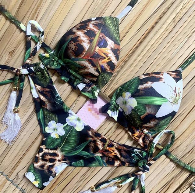 Popular Women's Beachwear Bikini Set Swimwear Push-Up Padded Swimsuit Floral Bikini Set Low Rise Ruffled Two Pieces Swimsuit Push Up Bathing Suit Swimwear