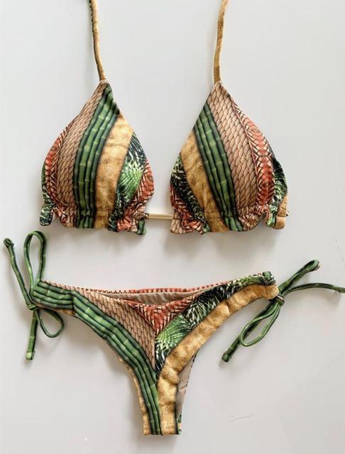 Popular Women's Beachwear Bikini Set Swimwear Push-Up Padded Swimsuit Floral Bikini Set Low Rise Ruffled Two Pieces Swimsuit Push Up Bathing Suit Swimwear