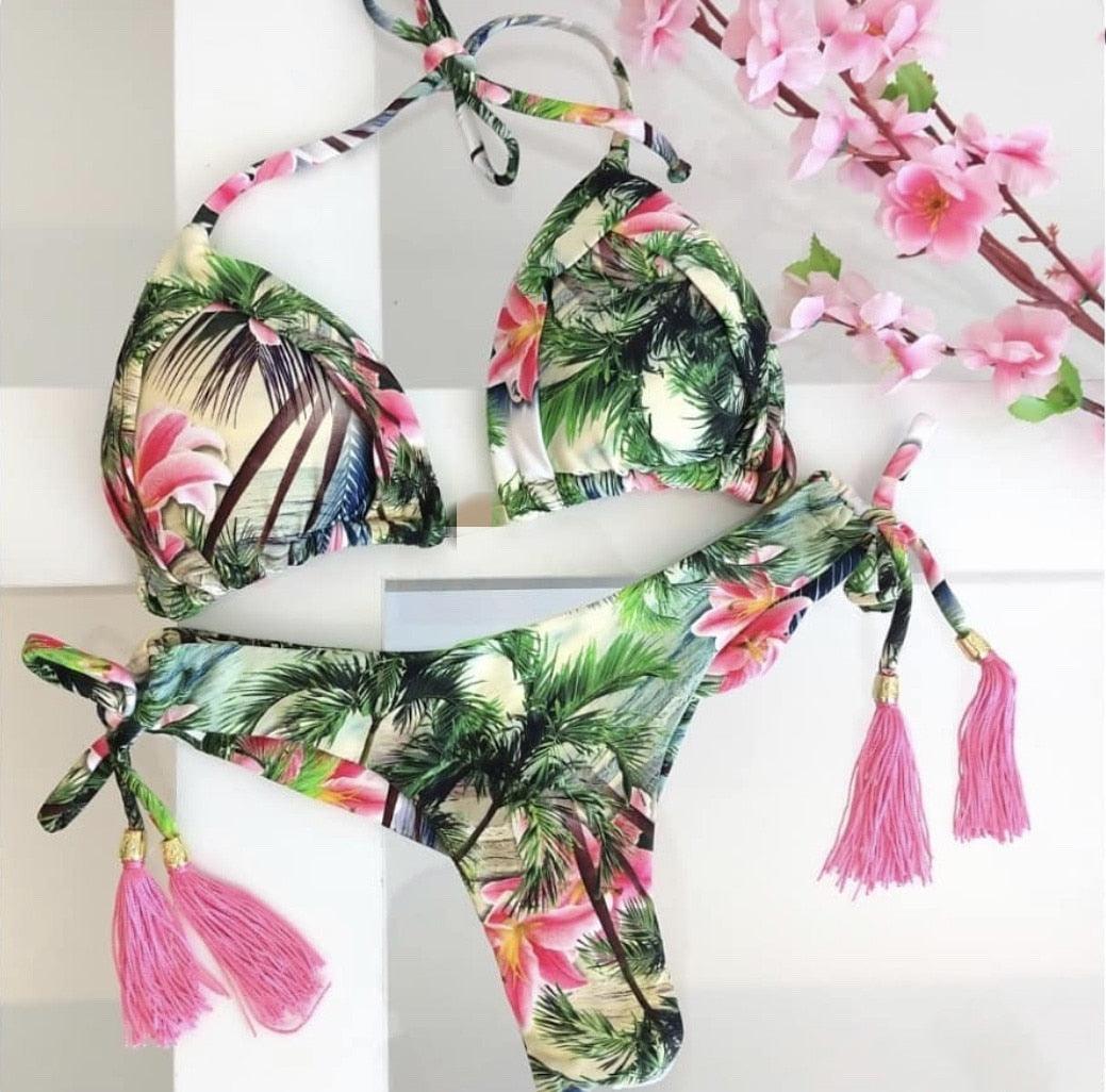 Popular Women's Beachwear Bikini Set Swimwear Push-Up Padded Swimsuit Floral Bikini Set Low Rise Ruffled Two Pieces Swimsuit Push Up Bathing Suit Swimwear