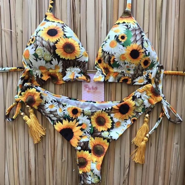 Popular Women's Beachwear Bikini Set Swimwear Push-Up Padded Swimsuit Floral Bikini Set Low Rise Ruffled Two Pieces Swimsuit Push Up Bathing Suit Swimwear