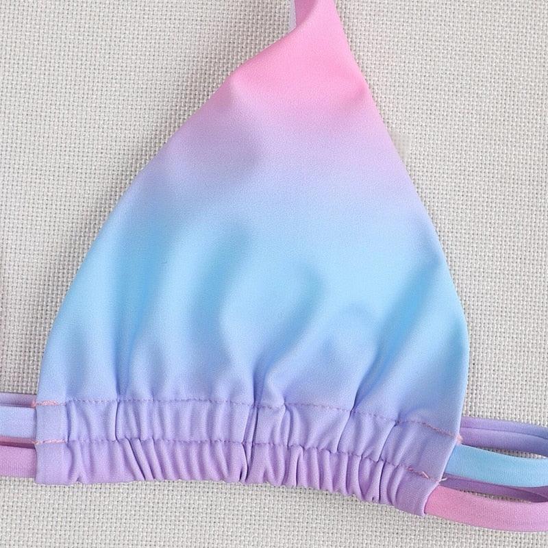 Print Swimsuit 3 Piece Mesh Bikini Set Women's Ribbed Floral Bikini Set Tie Side Swimsuit Cover Ups Daisy Butterfly Print Three Piece Bikini Swimwear Triangle Micro Bikini String Halter Swimwear Women Low Waist Bathing Suit