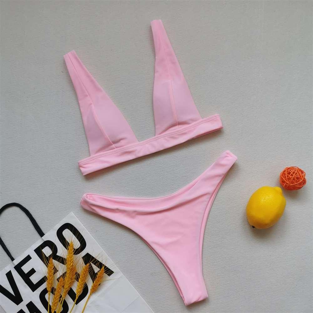 Summer Bikini Stylish Swimwear Women Halter Push Up Bikini Women's Neck Triangle Bikini Set Leopard Print Two Piece Swimsuits Set Swimsuit Female Lemon Print Bandage Bathing Suit