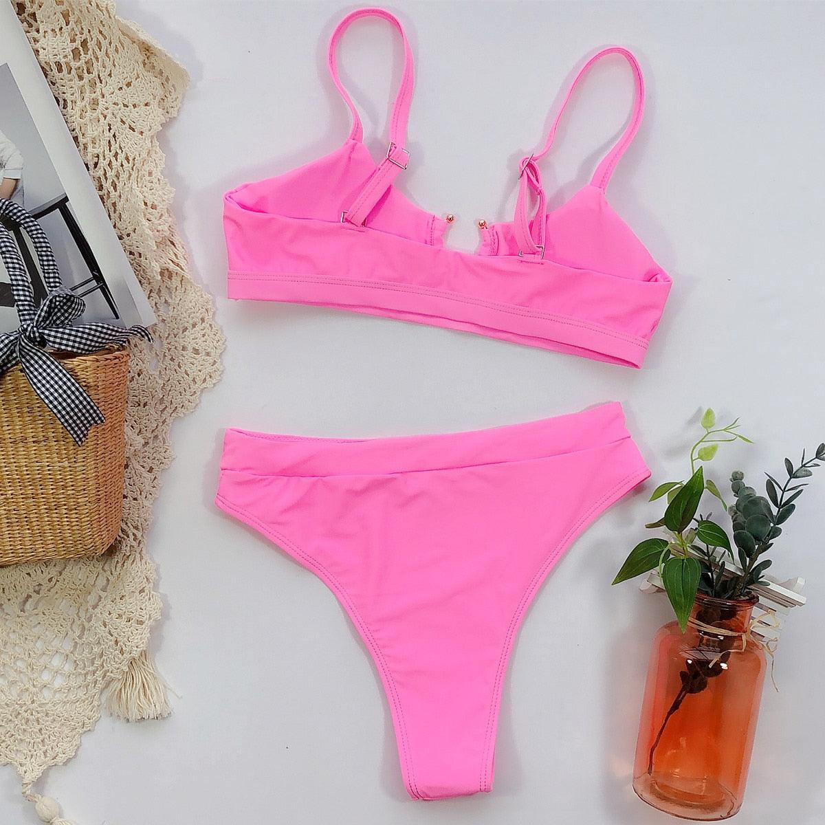Leopard Bikinis Bikini Swimming Women's Bathing Suits Push Up Swimsuit Women's Padded Underwire Bikini Wire Push Up Bathing Suit Leopard Printed High Cut Vintage Swimsuit