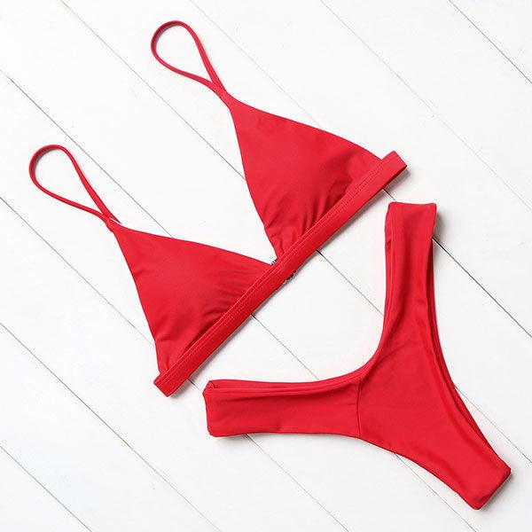 Bikini Swimwear Women Swimsuit Push Up Micro Bikinis Set Swimming Bathing Suit Beachwear Summer Thong Bottom Two Piece Bikini Double Shoulder Straps Cute Swimsuit Triangle Bathing Bikini