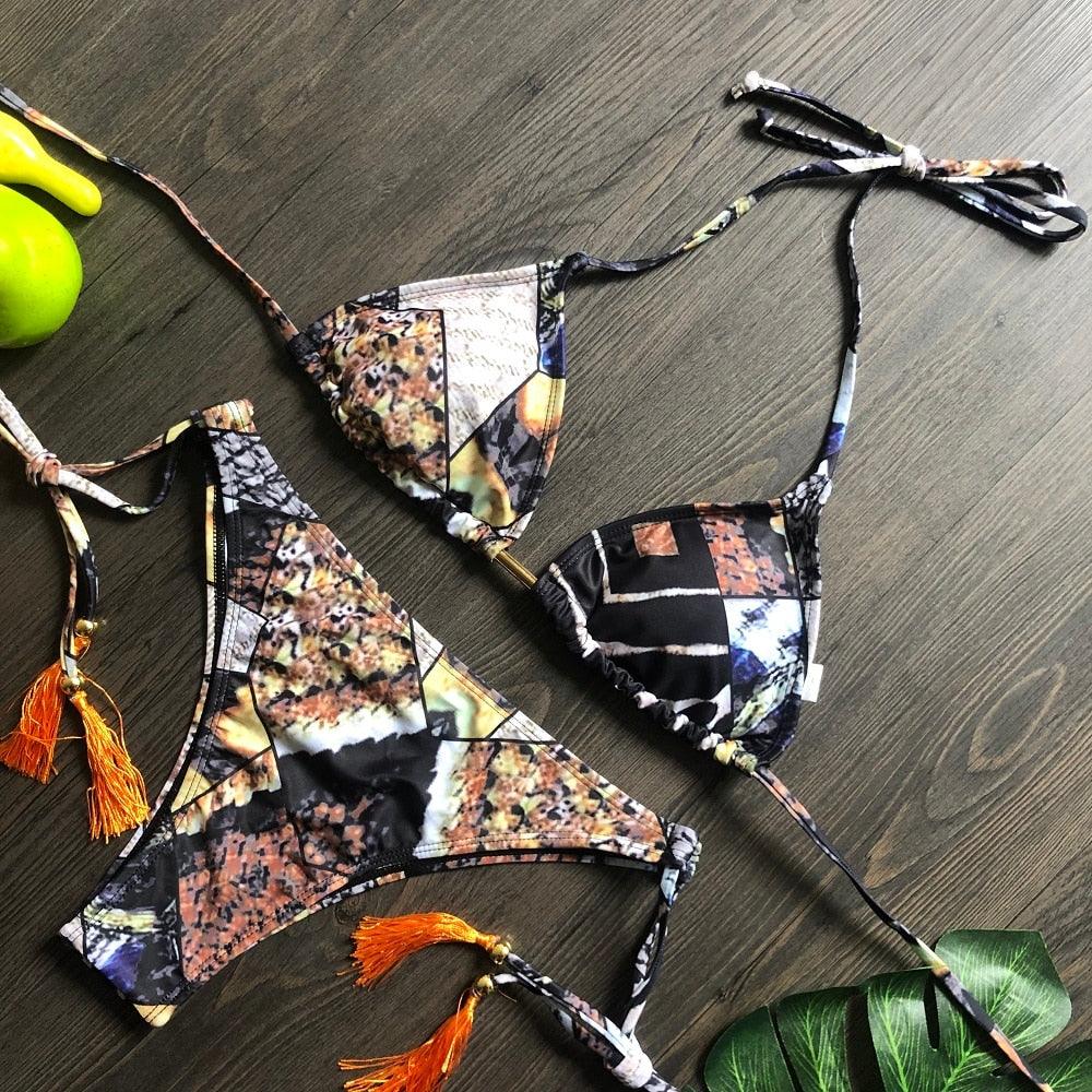 Popular Women's Beachwear Bikini Set Swimwear Push-Up Padded Swimsuit Floral Bikini Set Low Rise Ruffled Two Pieces Swimsuit Push Up Bathing Suit Swimwear