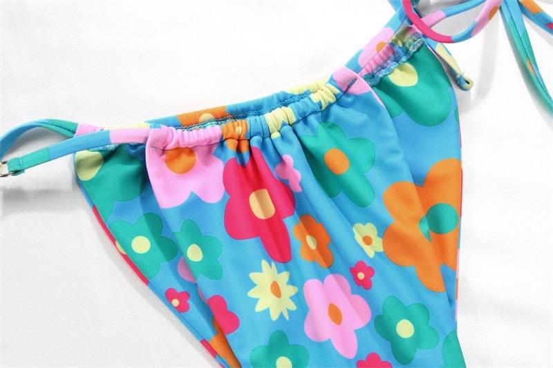 Bikini Swimsuit Solid Color Bikini Set Swimwear Bathing Suit Women Bikinis String Beach Women Two Piece Bikini Swimsuit Bathing Suits Halter Triangle Tops String Bikini Sets