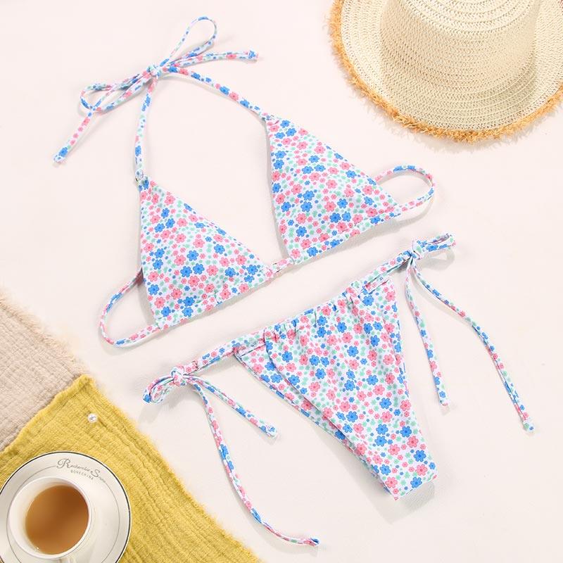 Bikini Swimsuit Solid Color Bikini Set Swimwear Bathing Suit Women Bikinis String Beach Women Two Piece Bikini Swimsuit Bathing Suits Halter Triangle Tops String Bikini Sets
