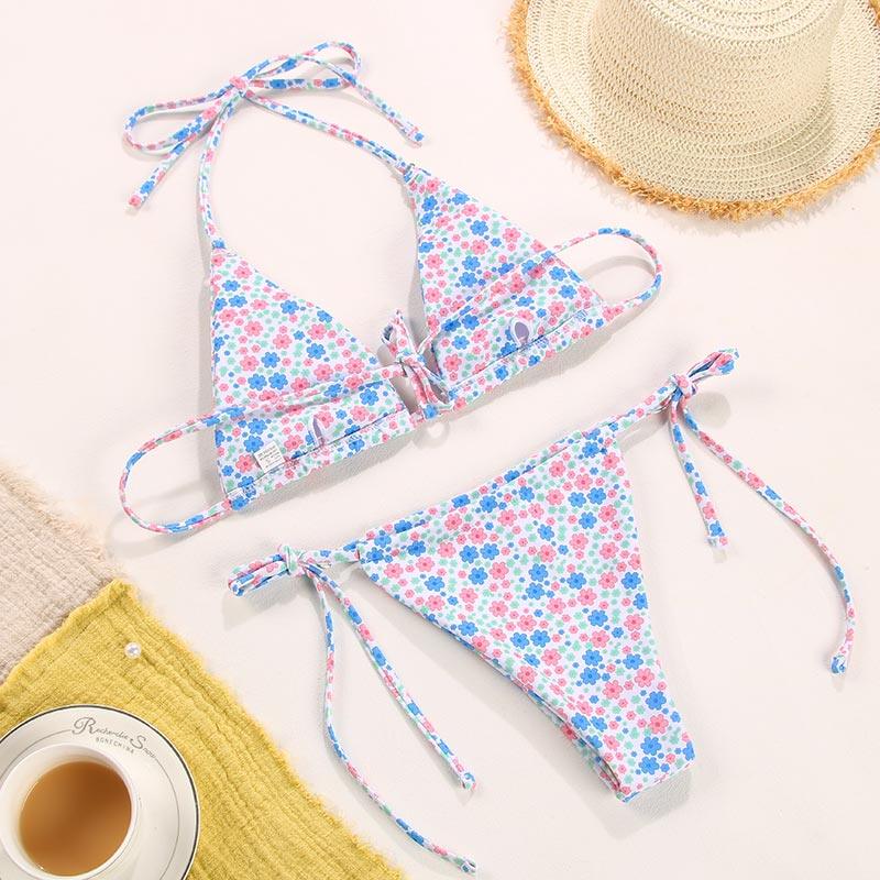 Bikini Swimsuit Solid Color Bikini Set Swimwear Bathing Suit Women Bikinis String Beach Women Two Piece Bikini Swimsuit Bathing Suits Halter Triangle Tops String Bikini Sets