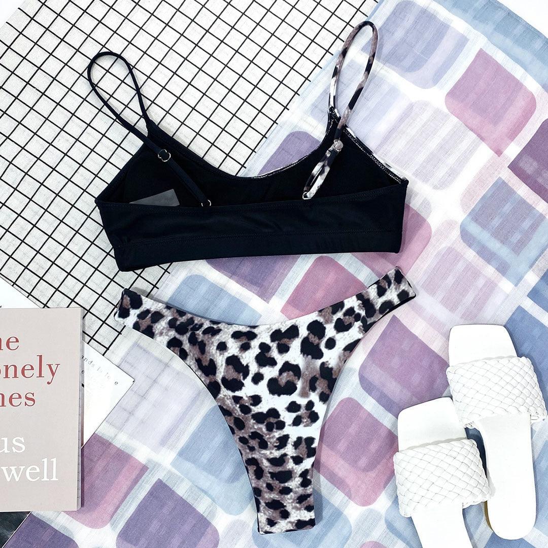 Leopard Bikini Women Swimwear Female Swimsuit Women Two Pieces Scalloped Bikini Set Swimsuits Bathing Suit Two-pieces Bikini Set Bather Bathing Suit