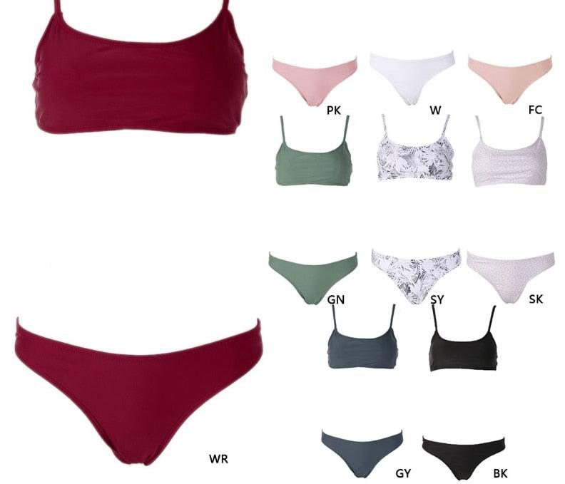 Push Up Bikini Set Swimsuits High Waist Swimwear Women Ribbed Bathing Suits Brazilian Bikinis Swimsuit for Women Bottom Triangle Bikinis Top Bathing Suit