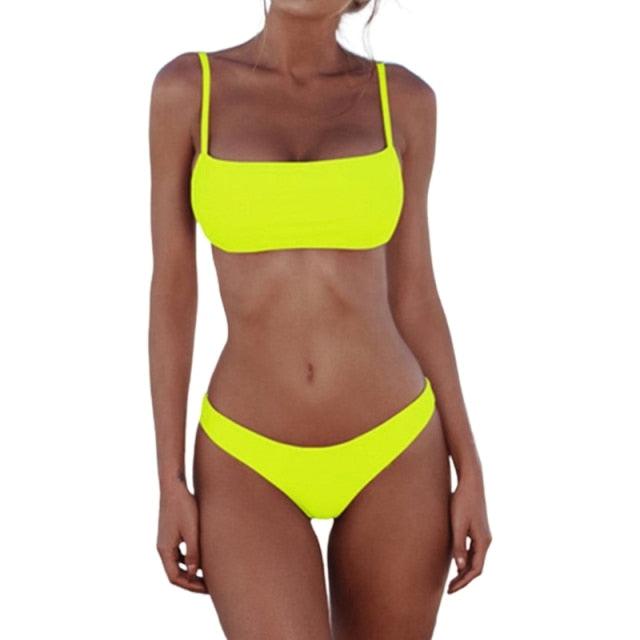Push Up Bikini Set Swimsuits High Waist Swimwear Women Ribbed Bathing Suits Brazilian Bikinis Swimsuit for Women Bottom Triangle Bikinis Top Bathing Suit