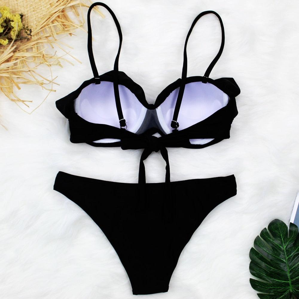 Female Two Piece Swimsuit Low Waist Bikini Floral Printing Swimwear Push Up Bathing Suit Detachable Padded Push Up Striped Bikini Set Two Piece Swimsuit Ladies Vintage Lace Bikini Sets Beach Swimwear