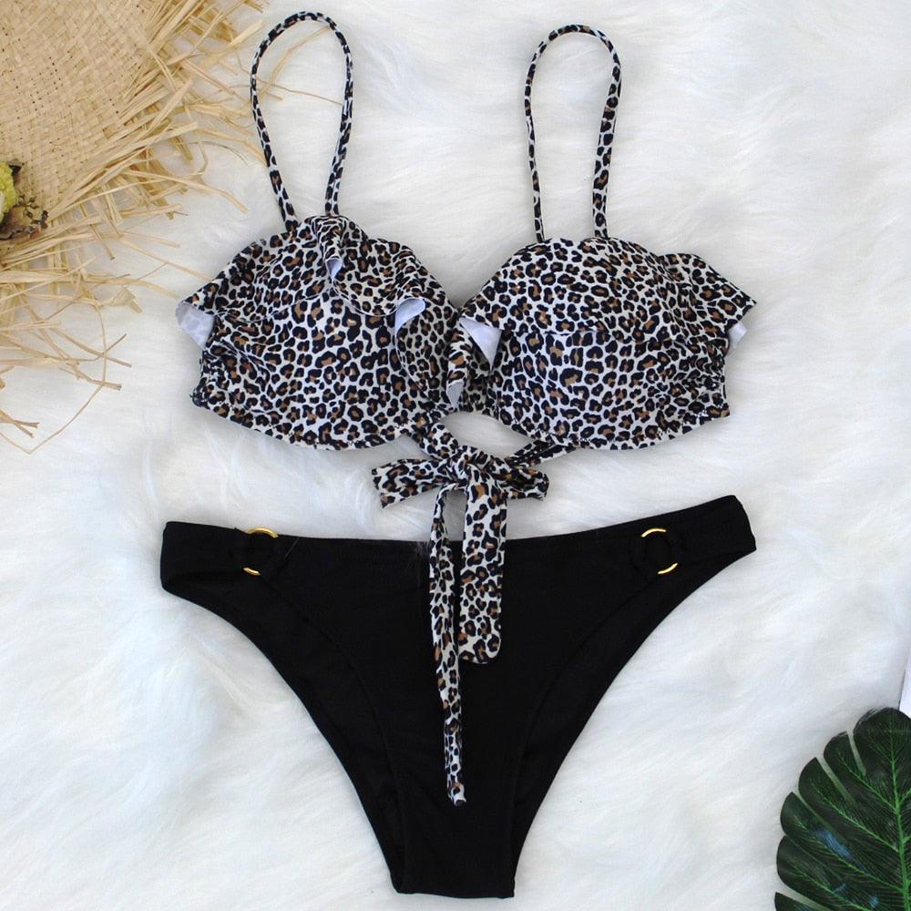 Female Two Piece Swimsuit Low Waist Bikini Floral Printing Swimwear Push Up Bathing Suit Detachable Padded Push Up Striped Bikini Set Two Piece Swimsuit Ladies Vintage Lace Bikini Sets Beach Swimwear