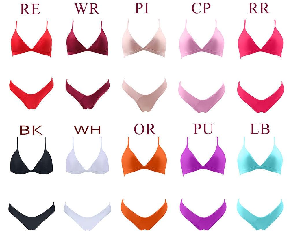 Bikini Swimwear Women Swimsuit Push Up Micro Bikinis Set Swimming Bathing Suit Beachwear Summer Thong Bottom Two Piece Bikini Double Shoulder Straps Cute Swimsuit Triangle Bathing Bikini