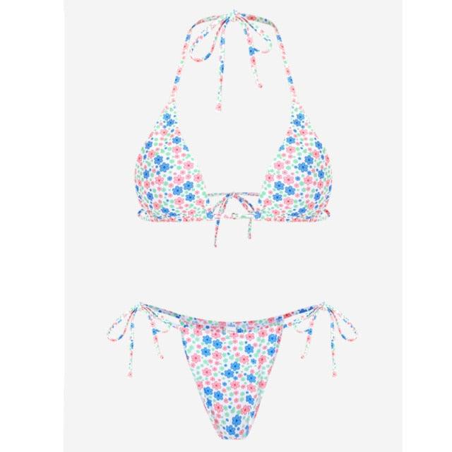 Bikini Swimsuit Solid Color Bikini Set Swimwear Bathing Suit Women Bikinis String Beach Women Two Piece Bikini Swimsuit Bathing Suits Halter Triangle Tops String Bikini Sets