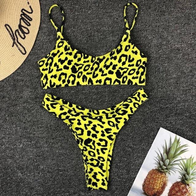 Neon Yellow Green Swimsuit Women Push Up Padded Micro Bikini Summer Beach Bathing Suit Beach Swimwear Women's Scoop Neck Cut Out Front Lace Up Back High Cut One Piece Swimsuit