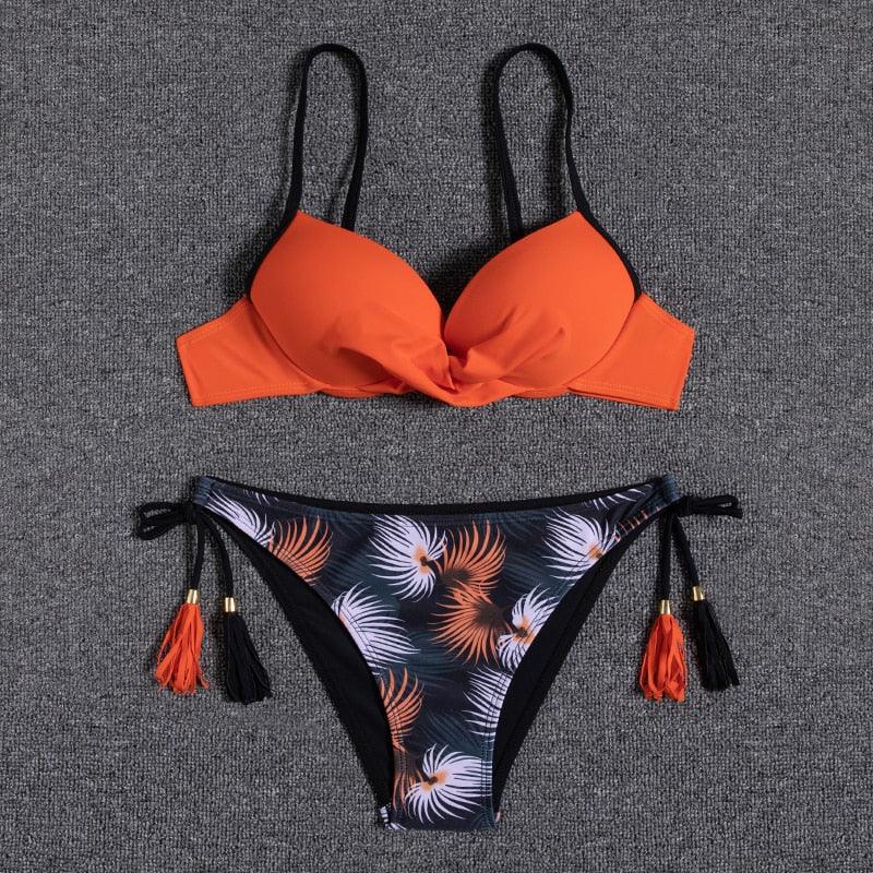 Bikini Push Up Swimwear Bikini Set Pink Swimwear Women Micro Swimsuit Female Bandage Bikini Beach Wear Swimming Two-Piece Swimsuit Summer Swimsuit for Women