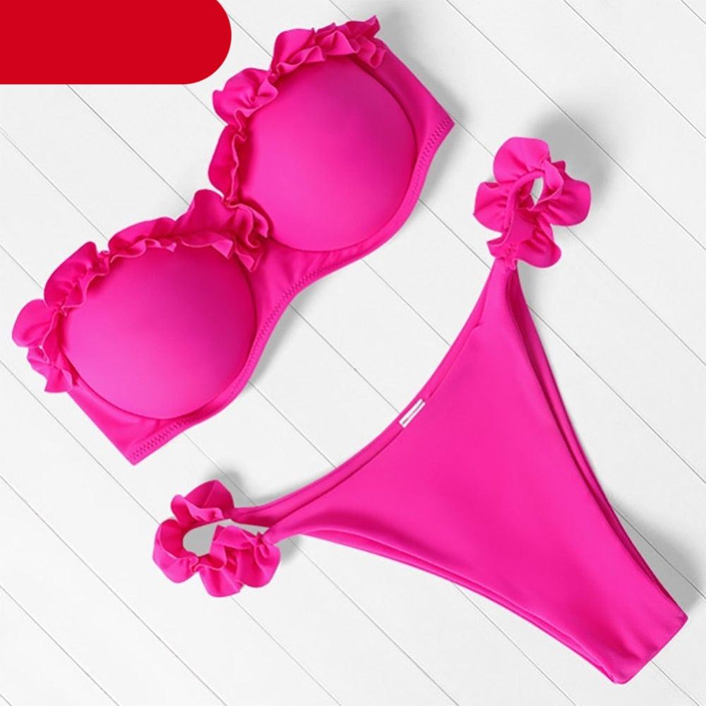 Bikini Set High Cut Solid Swimsuit Women Swimwear Push Up Bathing Suit Beachwear Leopard Bikini Women's Ribbed Underwire Bikini High Cut Bikini V Swimwear Butterfly Print High Leg Bikini Swimsuit