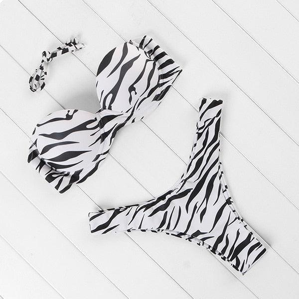 Bikini Set High Cut Solid Swimsuit Women Swimwear Push Up Bathing Suit Beachwear Leopard Bikini Women's Ribbed Underwire Bikini High Cut Bikini V Swimwear Butterfly Print High Leg Bikini Swimsuit