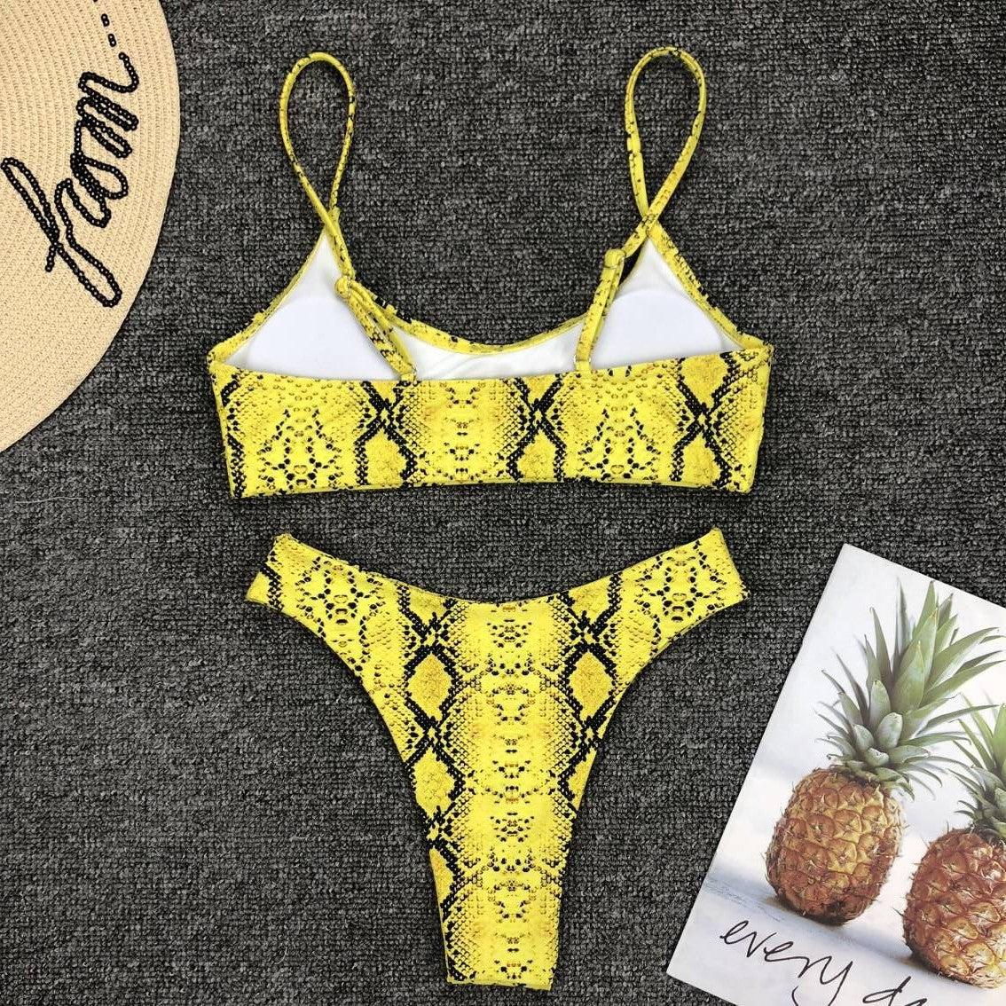 Neon Yellow Green Swimsuit Women Push Up Padded Micro Bikini Summer Beach Bathing Suit Beach Swimwear Women's Scoop Neck Cut Out Front Lace Up Back High Cut One Piece Swimsuit
