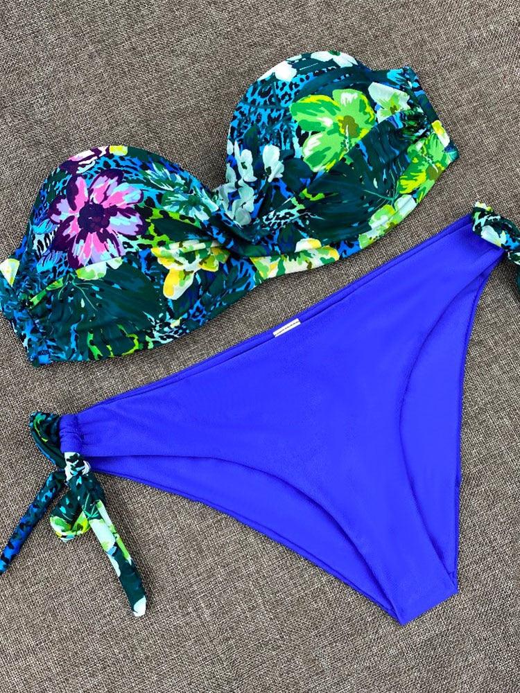 Bikini Sets Solid Color Swimsuit Mid-Waist Gather Cup Bikinis Women Swimwear Female Bathing Suits Beach wear Two Piece Swimsuits Triangle Bikini swimsuits for Women