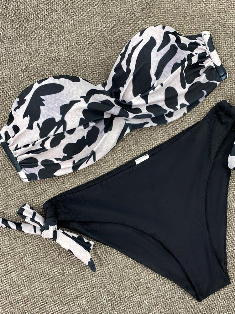 Bikini Sets Solid Color Swimsuit Mid-Waist Gather Cup Bikinis Women Swimwear Female Bathing Suits Beach wear Two Piece Swimsuits Triangle Bikini swimsuits for Women