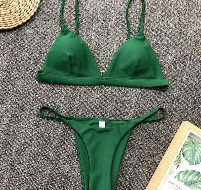 Micro Mini Bikini Swimwear Women Halter Push Up Bikini Set Padded Bra Women's Underwired Triangle Bathing Two Pieces Swimsuit Bikini Set Swimsuit Bandage Swim Suit