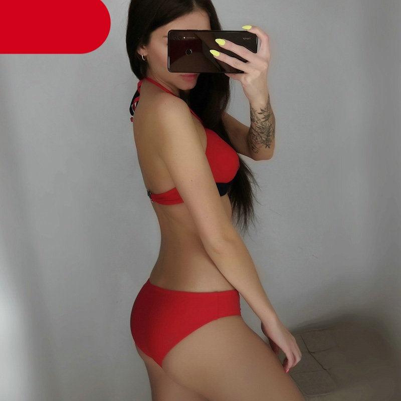 Push Up Women Bikinis Swimwear Women's Bathing Suits Push Up Halter Bandage Bikini Floral Printing Swim Bottoms Two Piece Swimsuits Women Swimsuits Bathing Suit Halter Leaf Print Beach Wear Plus Size